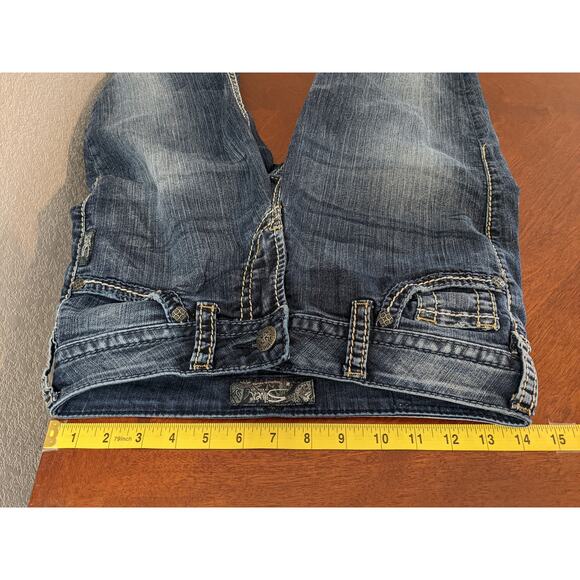 Silver Jeans Suki Capri W27 Blue 29x25 Thick Stitching Fade Medium Wash Low Rise - Picture 8 of 13